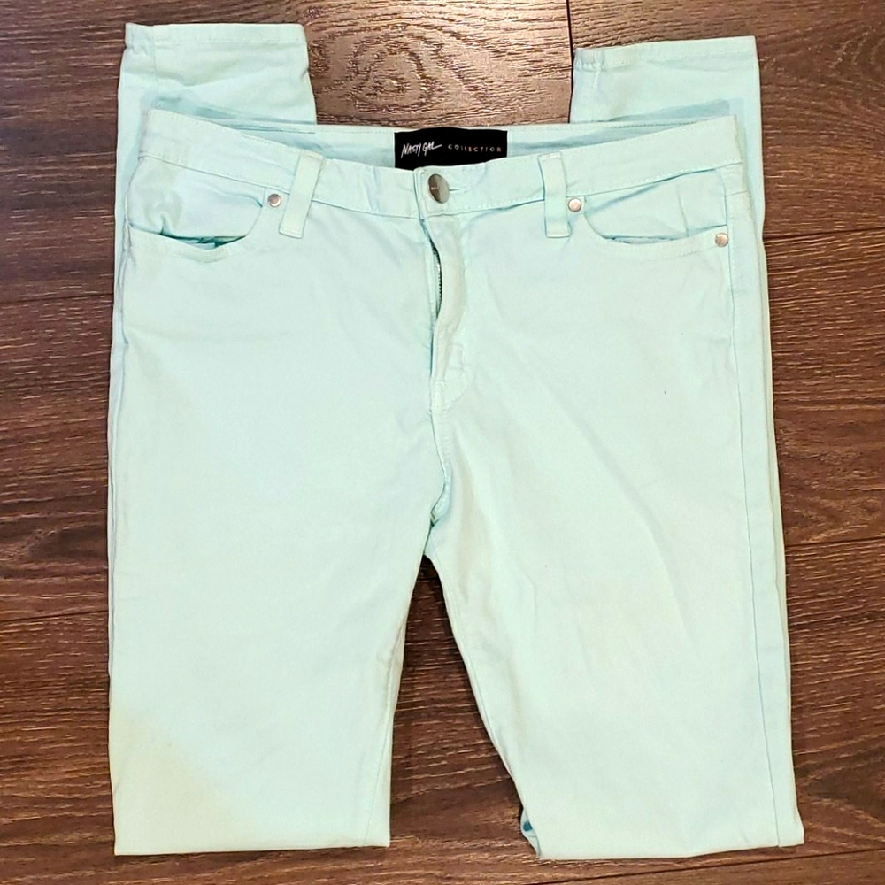❤NASTY GAL SATEEN JEAN LEGGINGS, SIZE 2 (26)